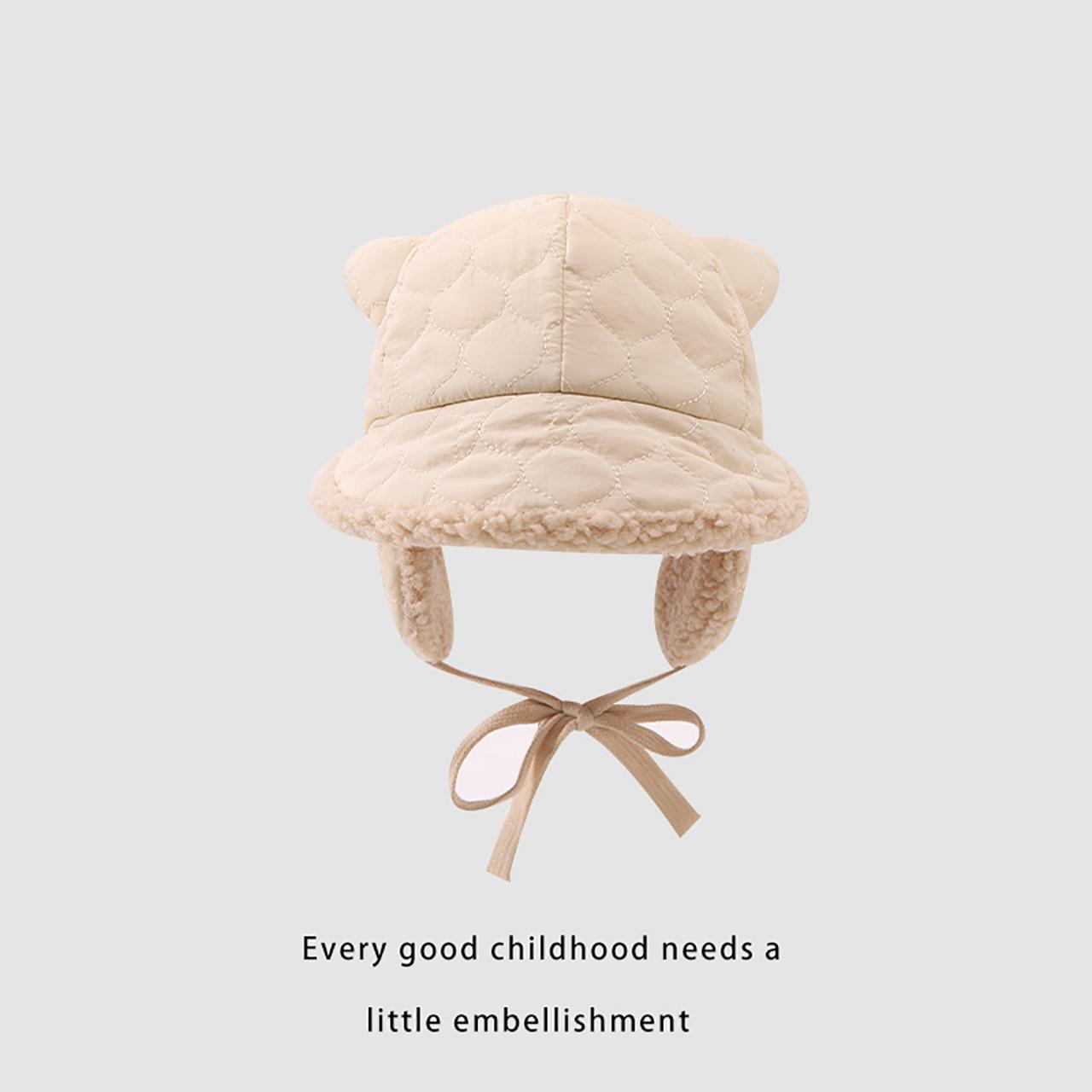 

Winter Kids Ear Protection Lenin Hat Thicken Plush Windproof Baby Winter Cap Warm Adjustable Toddler Hat бежевый