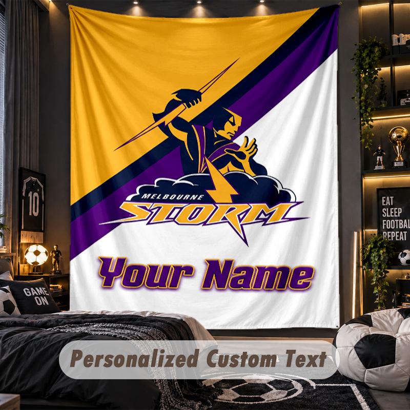 TapestryMelbourne Storm Custom Name Text Personalized Wall Hanging Tapestry Home Wall Decor