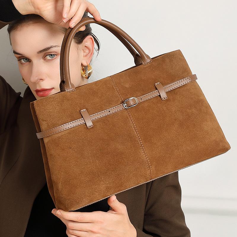 Grande Borsa a Shopper in Camoscio Pelle Opaca Borsa a Mano di Grande Capacità Pelle Morbida Borsa da Pendolare Borsa a Spalla Tracolla Donna