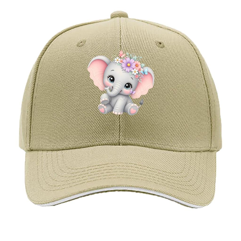 Pastel Baby Elephant Garden Charm Sandwich Baseball Cap Sun Cap Outdoor Workouts Hat
