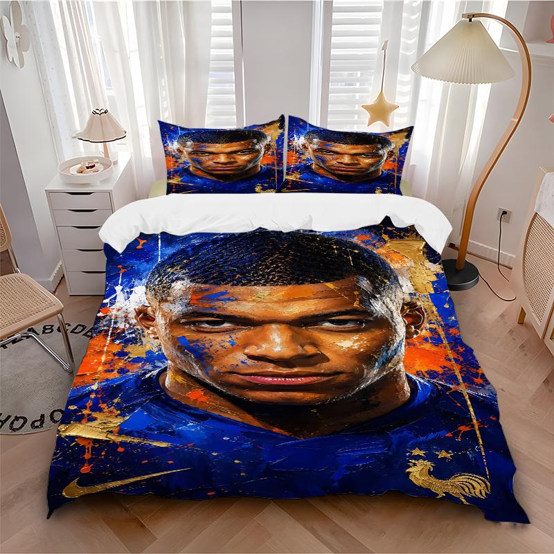 3Pcs Football Star Portrait Bedding Sets For All Sizes New 3D Printed Bed Cover Comforter Duvet Cover Pillowcase Bedroom Decoration
