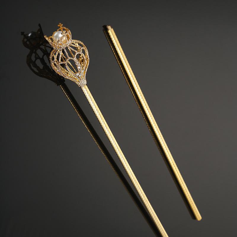 High-Quality Rhinestone Oval Crown Scepter - Bright Magic Fairy Wand