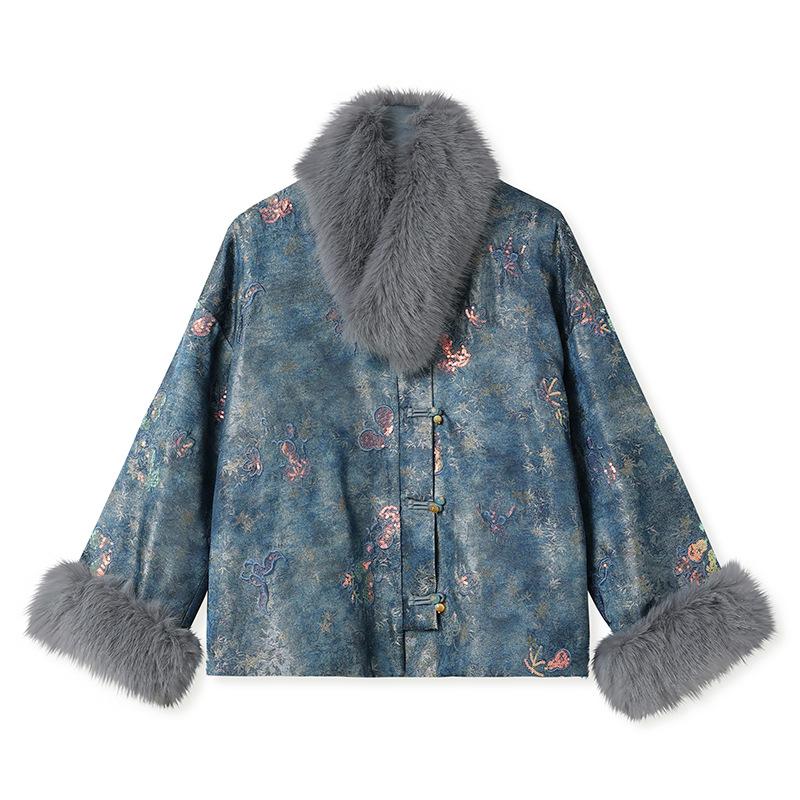 

Bead embroidery thickened New Year s greeting women s clothing new Chinese heavy industry national style design jacket L