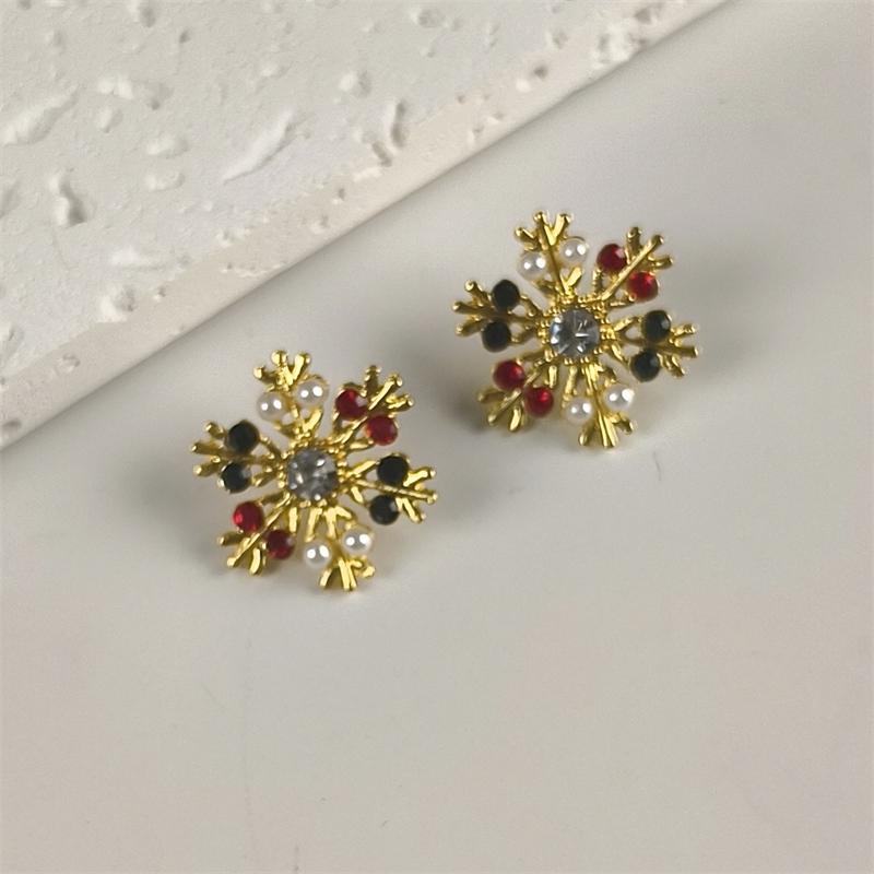 Winter Schneeflocken Ohrstecker für Damen Bunte Acrylkristalle Koreanische Mode Kleine Ohrringe Weihnachtsfeier Schmuck