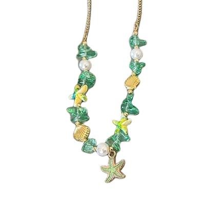 Collier Pendentif Coquillage Multifonctionnel Collier de Perles Collier Chaîne Clavicule Tendance Parfait pour Diverses Occasions