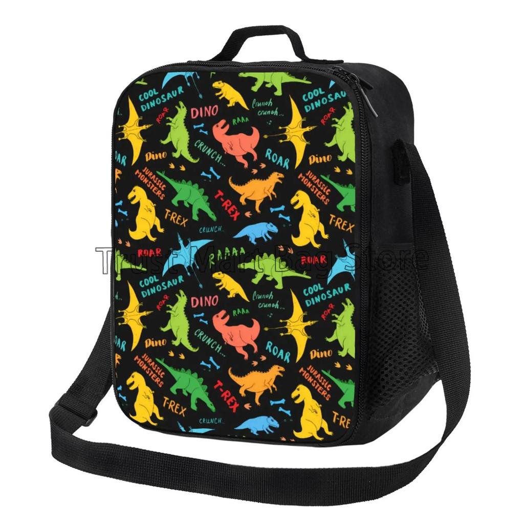 Isolierte Cartoon-Dinosaurier-Lunchtasche für Kinder, Jungen, Mädchen, tragbare thermische Bento-Lebensmitteltasche, Oxford-Kühltasche für Schule, Arbeit