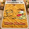 Flannel BlanketGarfield Custom Name Text Personalized Soft Warm Throw Blanket Home Decor Gift