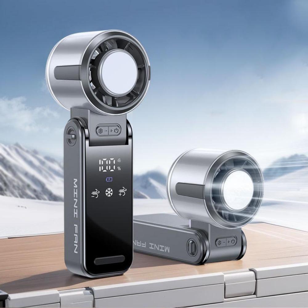 

Semiconductor Refrigeration Portable Handheld Fan 100 Wind Speeds Foldable Desk Fan Work