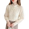 Women Tops Long Sleeve Lace Spliced Slim Fit Half High Collar Pullover Tops