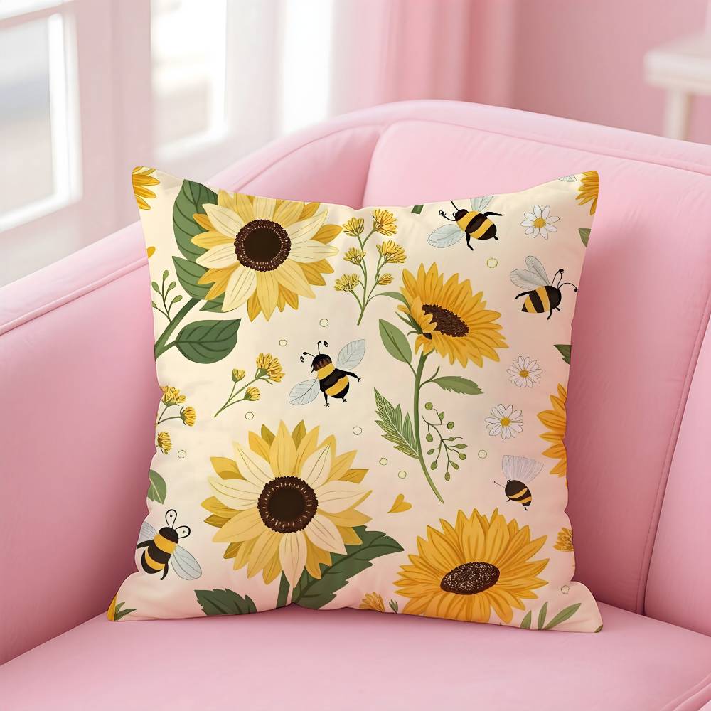 Sunflower Aesthetic Pillow Case Pattern Printing Pillowcase Living Room Sofa Cushion Cover Bedroom Room Decor