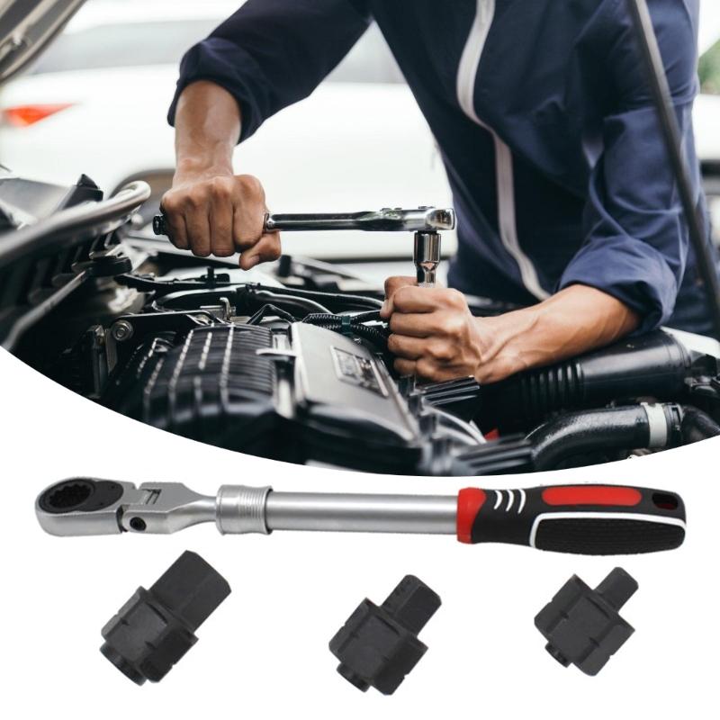 Adjustable Ratcheting Wrench Tool 32.5~45.0cm Extendable Design Nonslip Grip 100Nm Torques Professional Grades