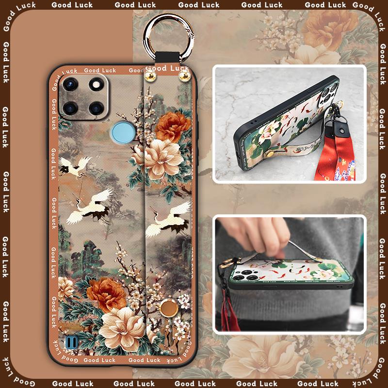 Waterproof Durable Phone Case For OPPO Realme C21Y/C25Y Elderly lady Soft case Anti-dust Ring Shockproof Wristband