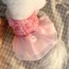 Rose Flowers Small Dog Dress Pink Puppy Pet Clothes Casual Cat Skirt  Wedding