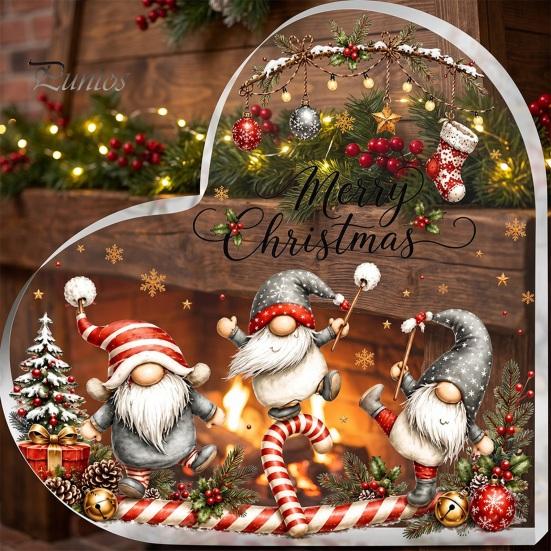 Heart Shaped Acrylic Gift Christmas Gnome Tabletop Decor, 2D Flat Holiday Ornaments Centerpiece with Love Design, Festive Room Ornament, for