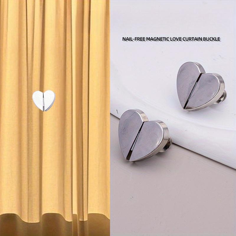 [Herzförmige Magnethaken] 4 Stück Herzförmige Magnethaken für Duschvorhänge aus Aluminiumlegierung | Beschwertes, auslaufsicheres und rutschfestes Design | Abnehmbarer Schnappverschluss