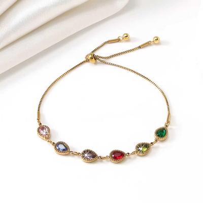 Dopamine Teardrop Zircon Bracelet: Vibrant Colorful Sugar Cube Design
