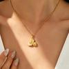 18K Gold Plated Stainless Steel Floral Pendant Women's Necklace