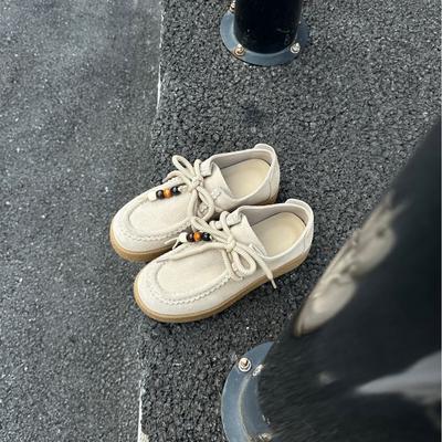 Retro Round Head Beaded Strap Platform Kangaroo Shoes 2025 New Fashion Versatile Casual Sports Shoes Women's Training Shoes