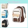 Neutral Simple Color Blocked Backpack With Large Capacity For Students School