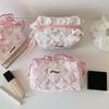 Bowknot Bow Cosmetic Bag Desktop Storage Wrinkled Edge Korean Style Pencil Case Wash Pouch Ins Style Bow Pencil Pouch