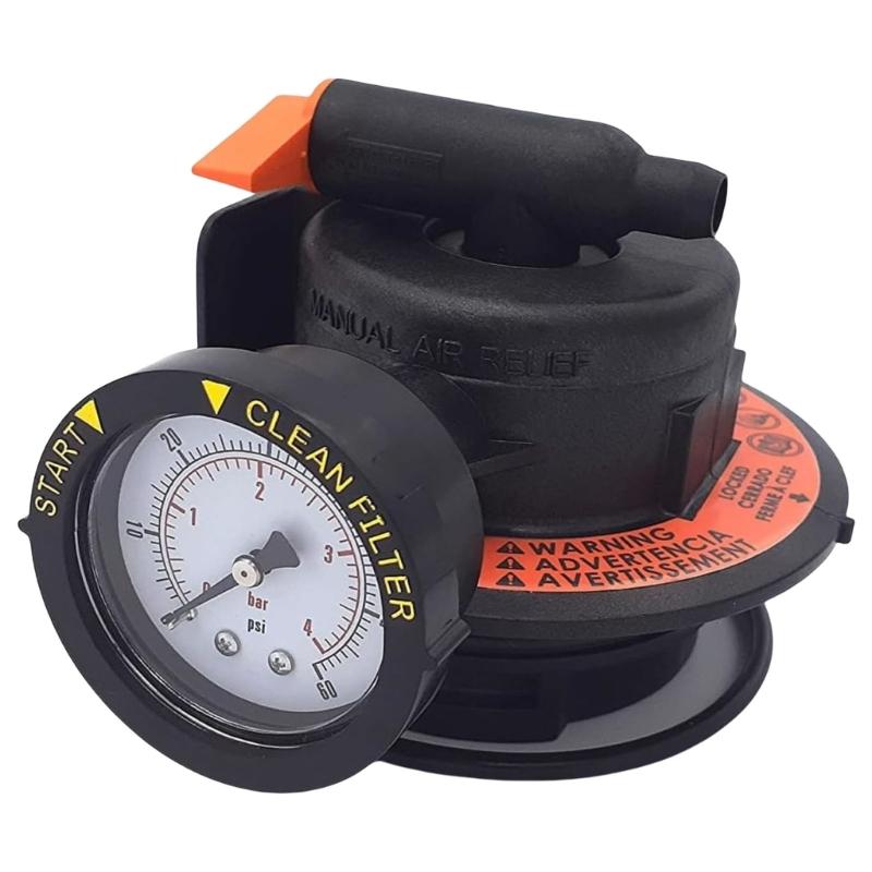 

DEX2420MAR2 Manual Air Relief Assembly with Pressure Gauge Plastic Texture High Efficiency Valves for Pool Filters 1