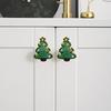 Christmas Cabinet Knob Cover Cute Santa Claus/Christmas Tree/Snowman Stretch Over Hardware Decoration for Kitchen Bathroom Dresser Wardrobe Decor