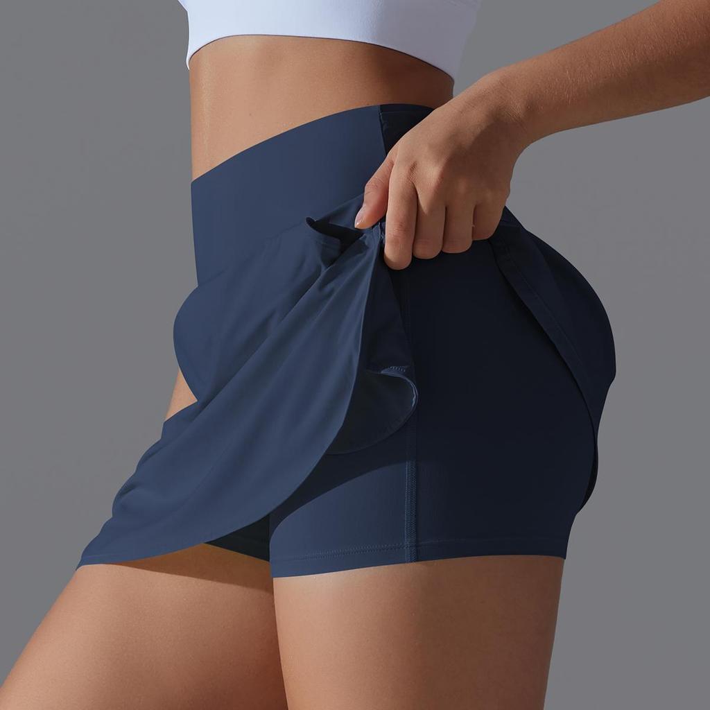 Women Yoga Short Skirts With Porkets Elastic Slim High Waist Sports Skirts Black Summer Hot Girl Skirts