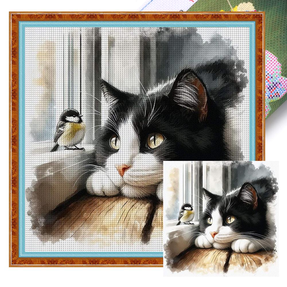 Cute Cat/Dog Full Embroidery Eco-cotton Thread 11CT Printed Cat Cross Stitch Kit Arts DIY Handmade Ornament Home Decor 40*40cm