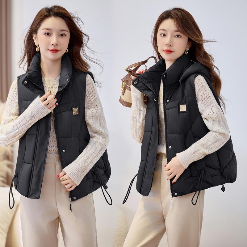 Cotton Vest Women's Autumn and Winter Girlfriends' Hooded Short Loose Casual Thickened Warm Outer Wear Vest