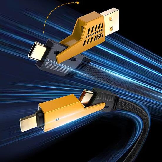 

100/150/200 см 4-в-1 кабель для зарядки USB Type-C 8-контактный 65 Вт 480 Мбит/с быстрая зарядка мобильного телефона планшета нейлоновый плетеный кабель для передачи данных проводной шнур S