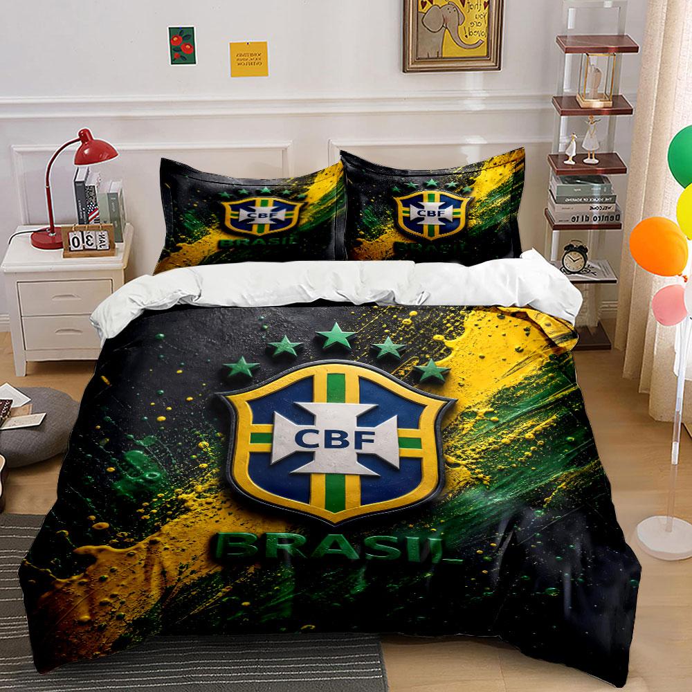 "Brazil Football CBF Bedding Set" Bedding Duvet Cover Set Duvet Cover Pillowcases (1 * Duvet Cover 2 * Pillowcases, without duvet insert)