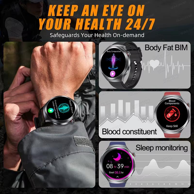 2025 Yeni Ürik Asit Kan Basıncı Kan Oksijeni Vücut Analizi Akıllı Saat EKG+PPG Saat Bluetooth Çağrı Akıllı Saat Erkekler Yorgunluk İzleme