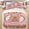 Adorable Capybara Backpack Drink Three-piece set (1 * duvet cover + 2 * pillowcase, without core) 2D Flat Soft and comfortable Bedding set