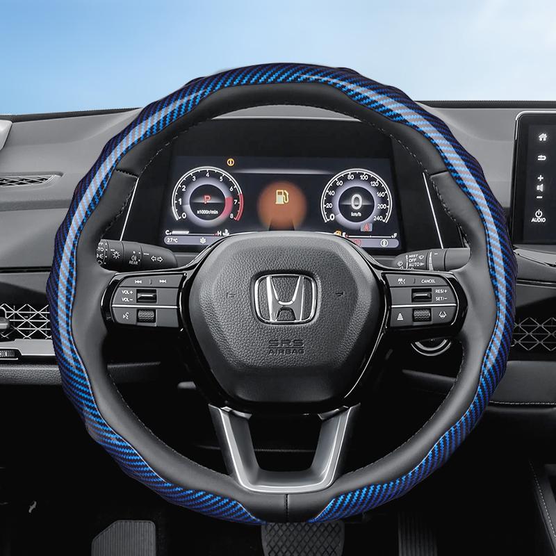Suitable for Honda Carbon Fiber Texture Steering Wheel Cover Snap-On Wave-Shaped Sports Design Protective Shell Crv Civic Accord Hrv