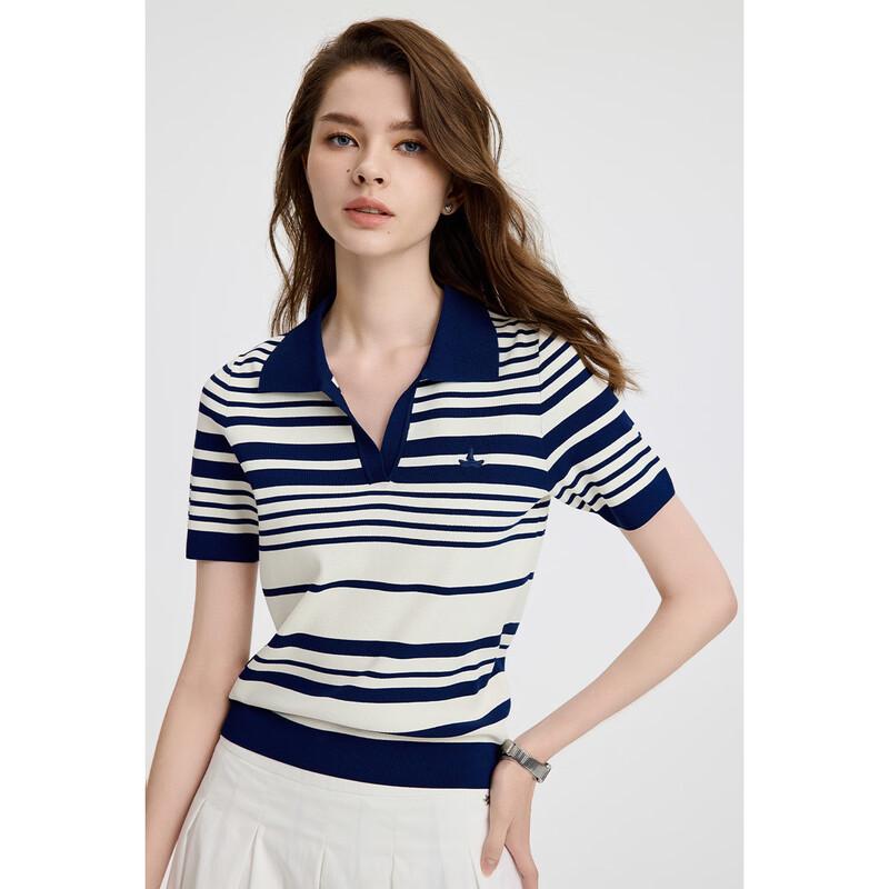 Navigare Striped Pullover Knit Polo Shirt L