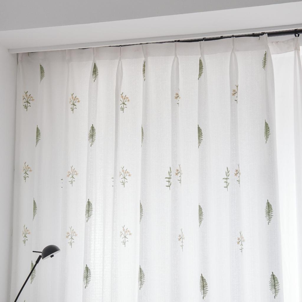 Living Room Window Screen Screen Curtain Translucent Opaque Embroidered White Screen Bay Window Balcony Bedroom Curtain