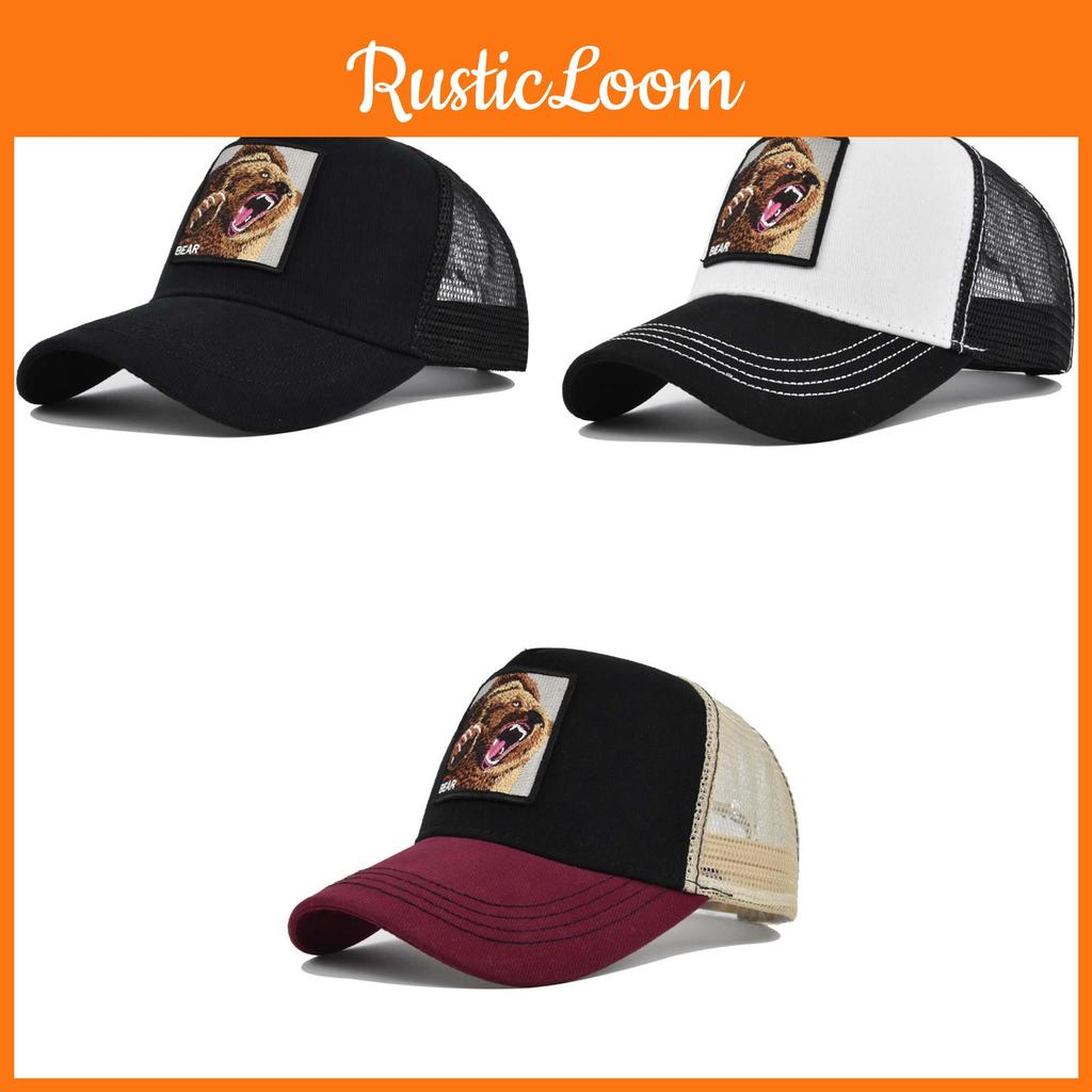 Trendy Animal Embroidery Mesh Baseball Cap Unisex Cotton Casual Sun Hat Wholesale