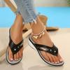 Women's Slippers Summer  Fashion Metal Button Slides Shoes Wedge Beach Sandals Women Outside Platform Leisure Flip Flops