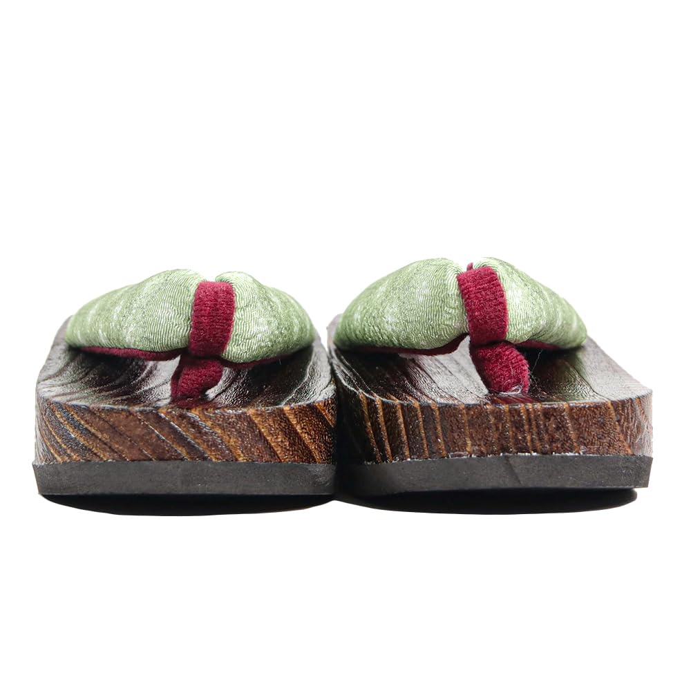 Geta in Dull Burnt Paulownia Wood for Girls [KYOETSU] (Japanese Clogs) (3 Khaki, measurement_18_point_0_centimeters)
