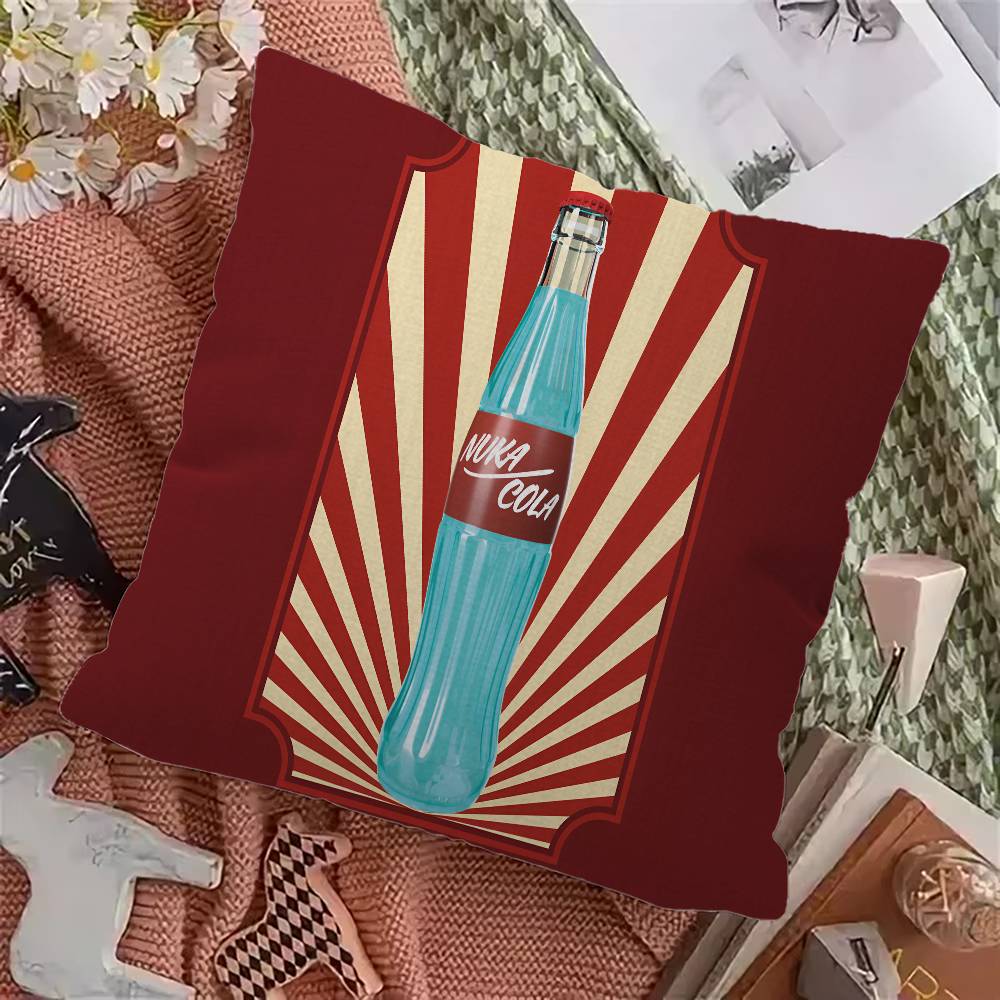 Vintage Nuka C-Cola Pillow Covers Cartoon Sofa Decorative Home Double-Sided Printing Short Plush Cute Cushion Cover