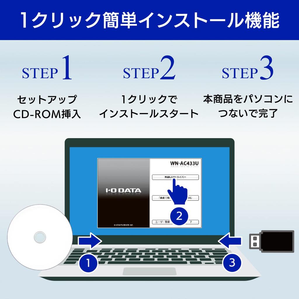 DATA Wireless LAN USB Adapter Japanese I-O Wi-Fi Adapter, 11ac/n/a/g/b, 433Mbps, Type, Manufacturer, WN-AC433UK