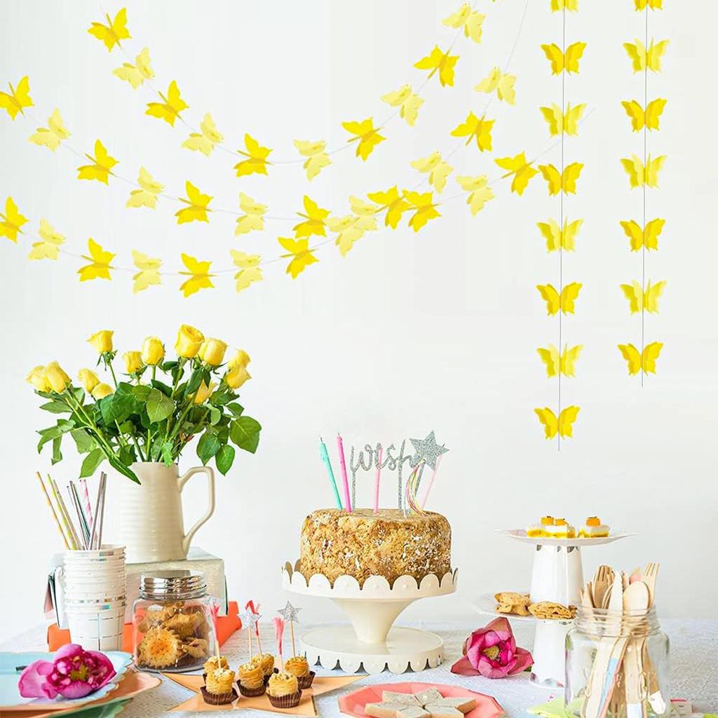 Romantyczna i przyciągająca wzrok girlanda z motyli do dekoracji przyjęcia weselnego, dekoracja na przyjęcie urodzinowe