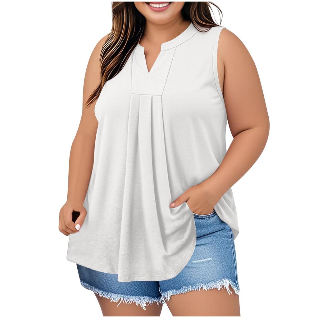Damenmode Übergröße Locker geschnitten Ärmelloses T-Shirt Top