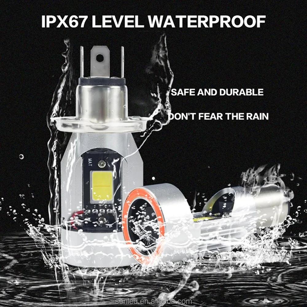 Žárovka s ventilátory H4 BA20D Modrá/červená Angel Eye LED Motocyklový světlomet Skútr Motocyklový světlomet Žárovka DRL Příslušenství