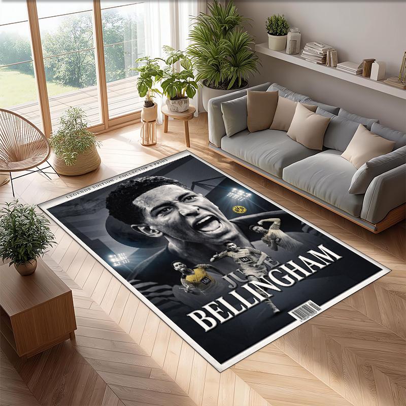 Jude Bellingham Soccer Football Pattern Soft Area Rug Non Slip Indoor Floor Carpet Sports Decor Mat for Bedroom