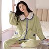 Autumn and winter pajamas women's coral fleece fleece warm simple casual carved flannel outerwear loungewear suit winter