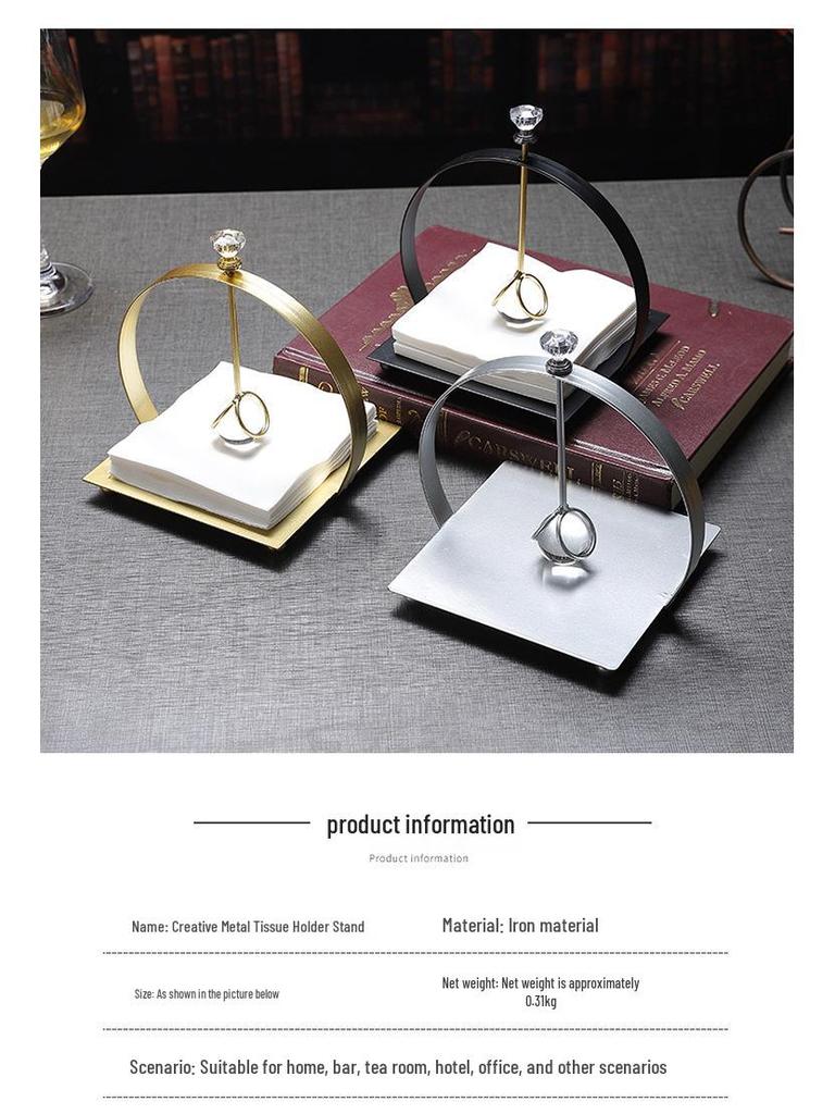 Luxury Crystal Tissue Holder: Elegant Metal Stand for Home or Office Decor
