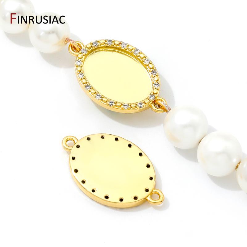 Base per Ciondolo in Ottone Placcato Oro 18K con Base Vuota per Cabochon, Adatta a Connettore con Lunetta per Creazione di Gioielli Fatti a Mano Fai-da-te
