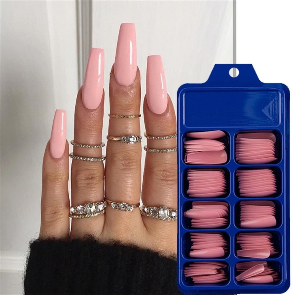 24/100Pcs Candy Color False Nail Tips Full Cover Matte Acrylic Ballerina Fake Nails Tip DIY Beauty Manicure Extension Tools