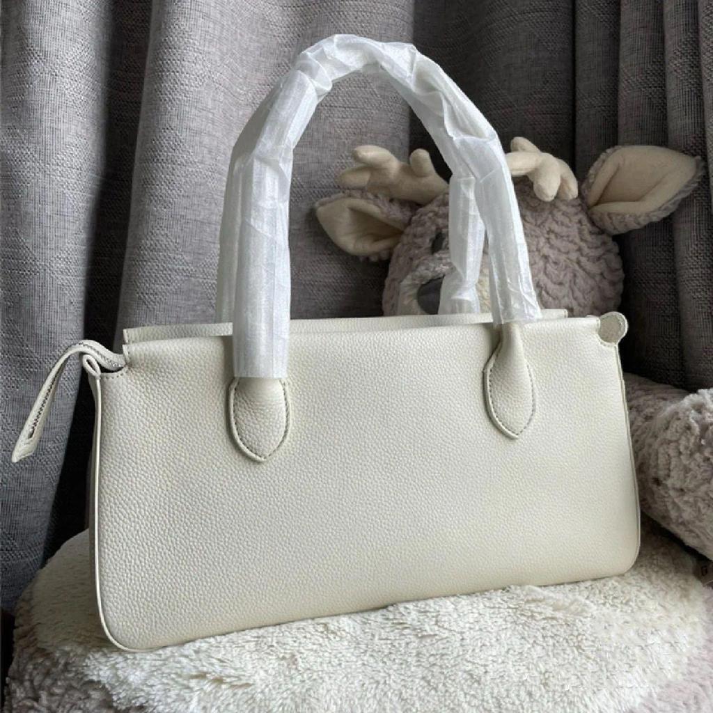 Kendall's Lychee Grain Cowhide Rectangular Baguette Handbag - Luxury Women's Shoulder Bag